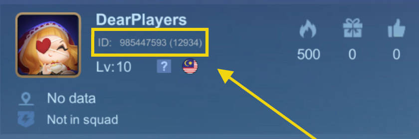 MLBB account user ID and zone ID
